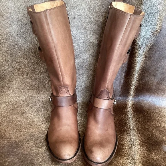 Spirit Lucchese Boot Co Mid Height Wrap Detail Leather Boots - Picture 3 of 11